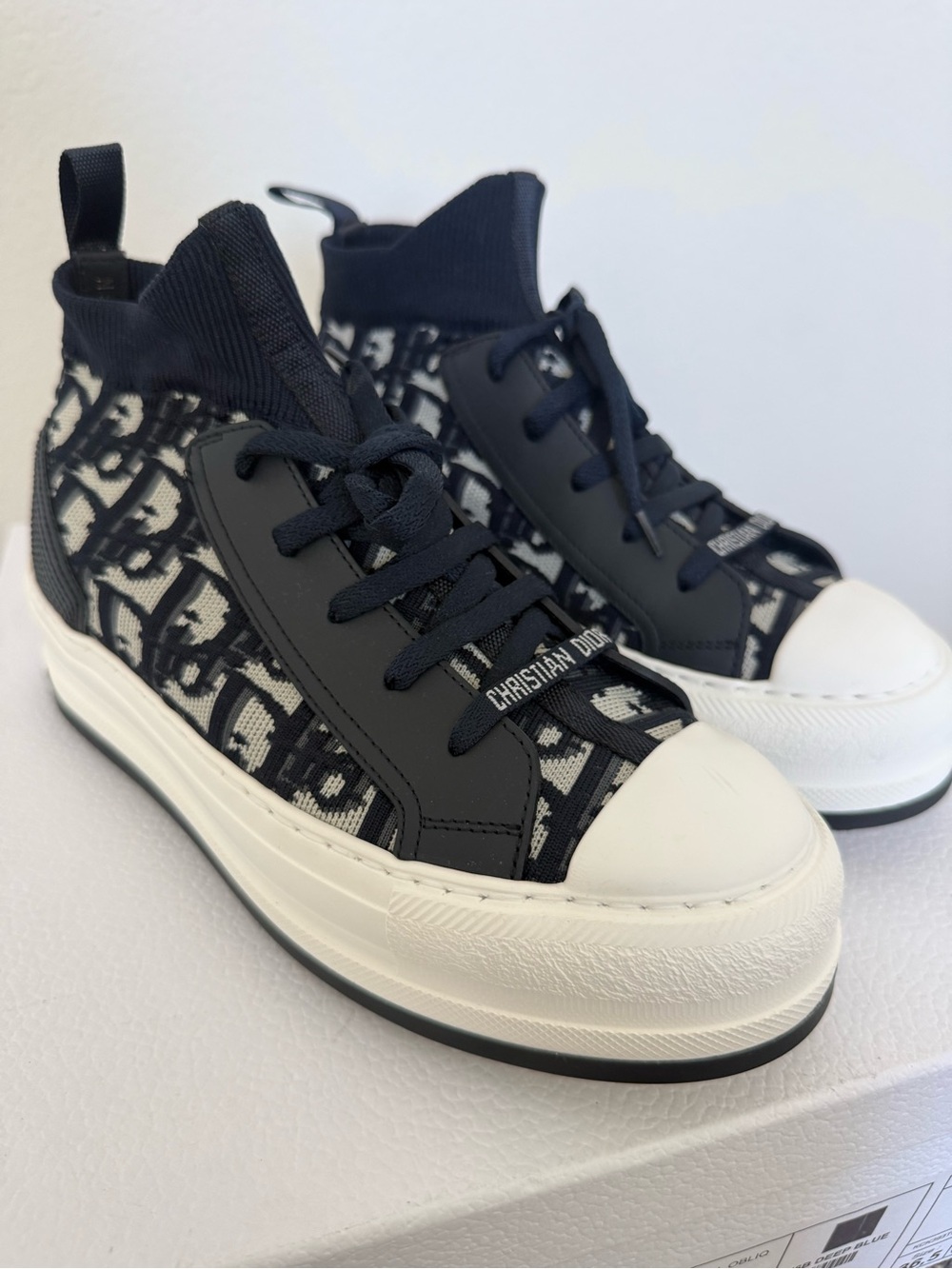 Dior Walk’n’Dior High Top Oblique Sneakers Deep Blue 36.5